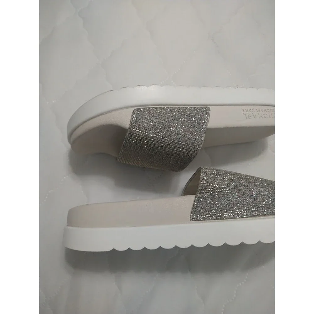 Michael Kors platform Embellished Bling Slides Size 8 Y2K City Boho Beachy